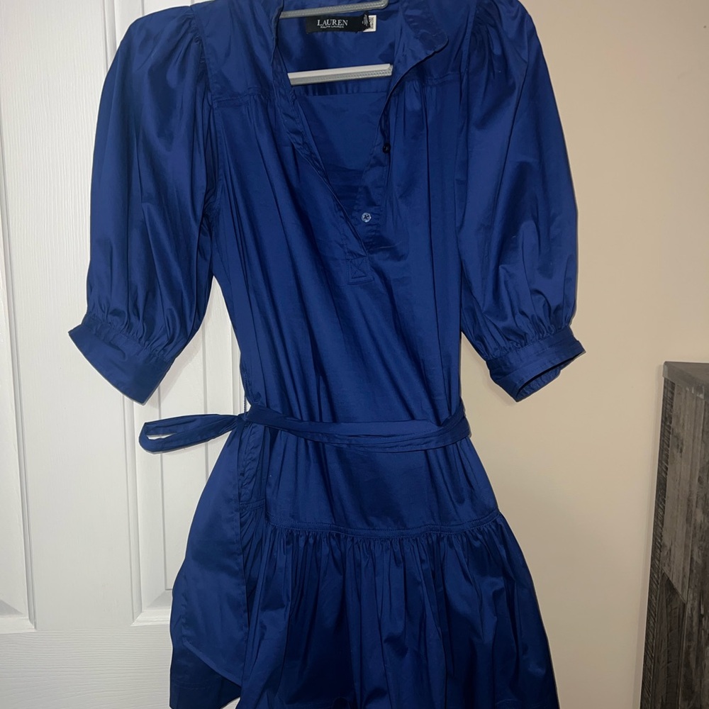 Ralph Lauren Blue Puff Sleeve Mini Dress